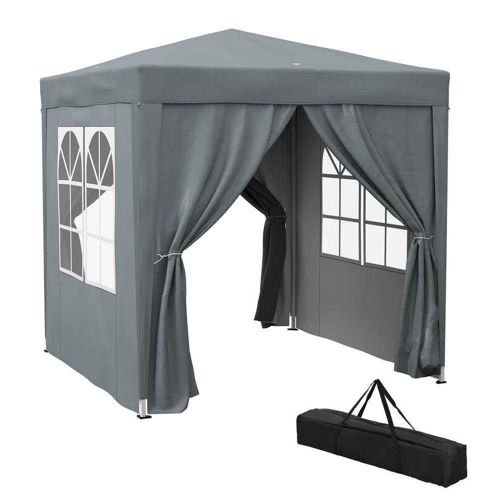 2mx2m Pop Up Gazebo Party Tent Canopy Marquee with Storage Bag Grey Grey
