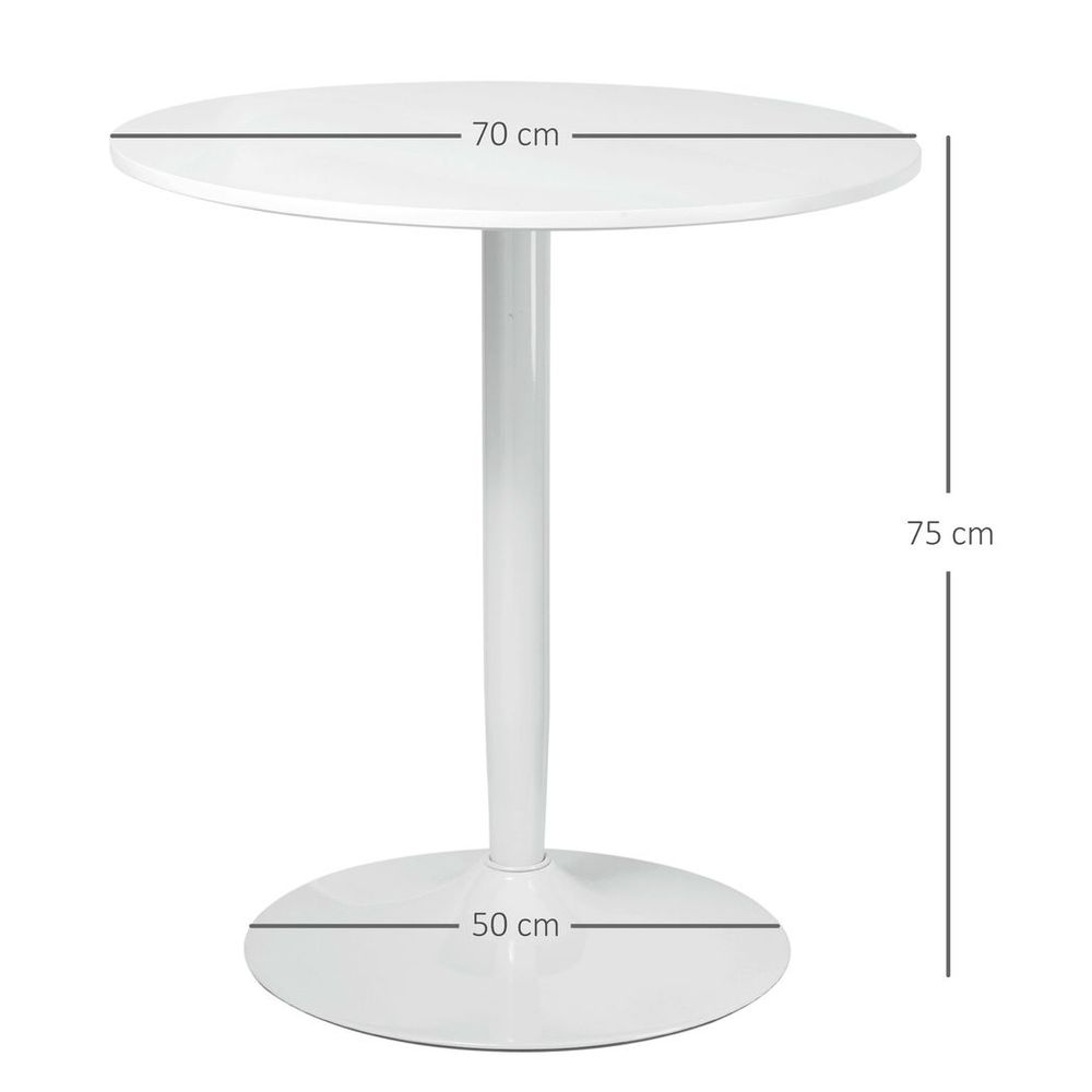 Round Dining Table with Steel Base, Non-slip Pad for Living Room