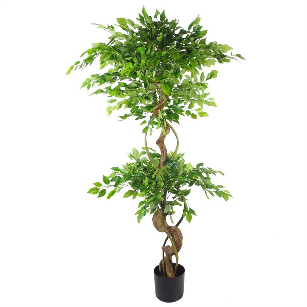 150cm Artificial Japanese Fruticosa Ficus Tree - Twisted Trunk - Copper Planter