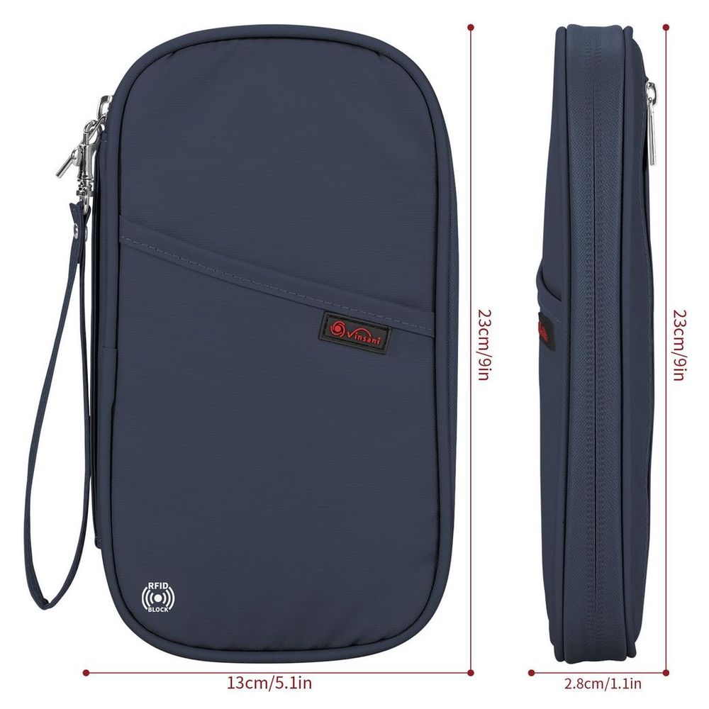 Deluxe Passport Org - Navy Blue - RFID Protected - Multifunctional Travel Wallet - Ideal Gift
