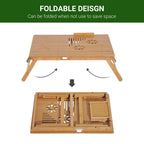 Portable Laptop Desk Notebook Tray PC Bed Table with Drawer Adjustable & Foldable (55L x 35W x 22-30H (cm))