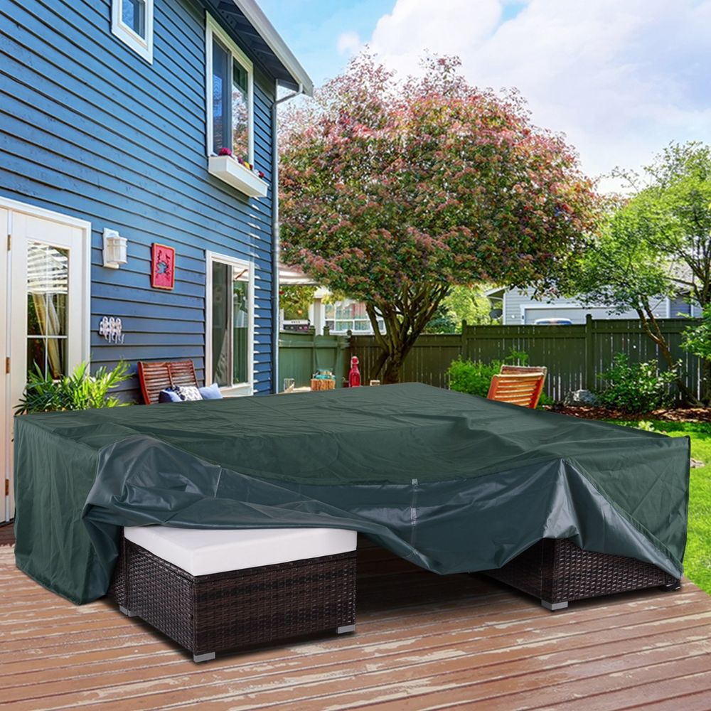 Durable 230x230cm Green Outdoor Furniture Cover - Heavy-Duty PVC Coated 600D Waterproof Protection