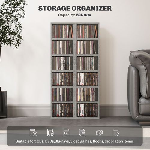 CD Storage Unit - Set of 2 with Adjustable Shelves