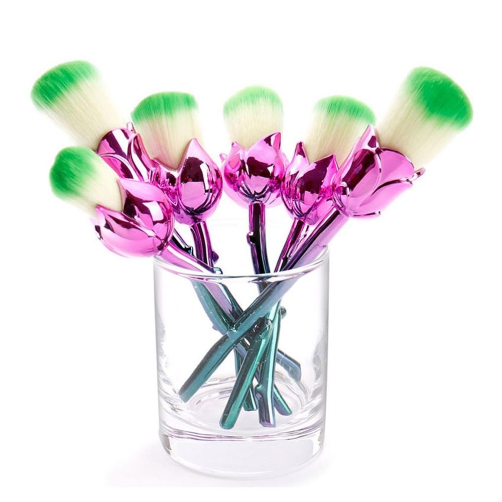 Beauty and the Beast Rose Makeup Brushes, Portable, 6pc Set