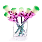 Beauty and the Beast Rose Makeup Brushes, Portable, 6pc Set
