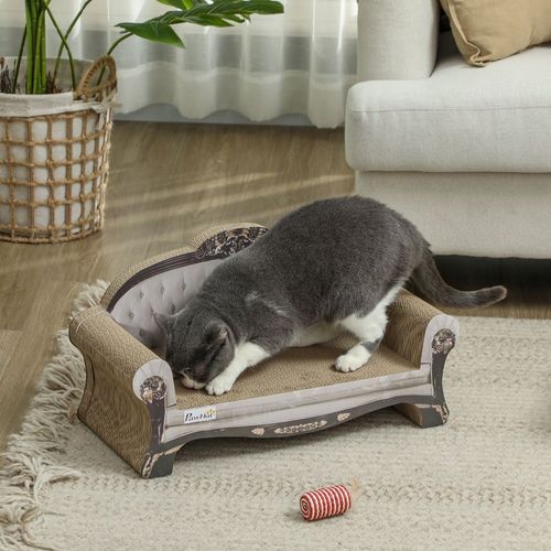 Cat Scratching Board with Organic Catnip for Indoor Cats, Brown