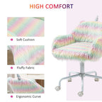Faux Fur Unicorn Desk Chair Fluffy Home Office Chair with Armrests