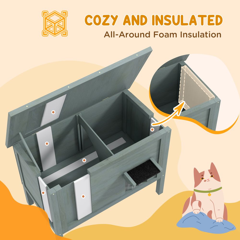 Insulated Outdoor Cat House - Charcoal Grey