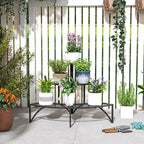 3 Tier Metal Corner Plant Stand for Garden Balcony Patio, Black