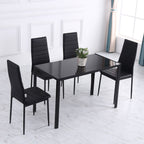 Dining Table for 4 People, Modern Rectangular Kitchen Table with Tempered Glass Tabletop and Steel Legs for Dining Room, Black