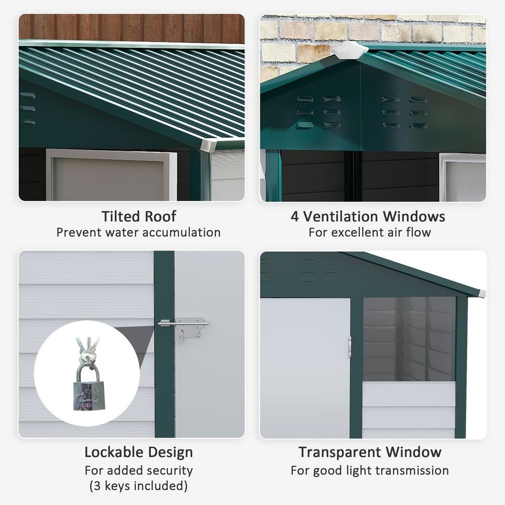 9x6 Galvanized Metal Garden Shed - Secure & Spacious Storage Solution for Backyard & Patio