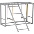 Chicken Activity Play Chicken Coop with Swing Set for 3-4 Birds, Grey