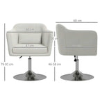 Retro Linen Swivel Chair - Steel Frame - Cushion Seat - Cream White