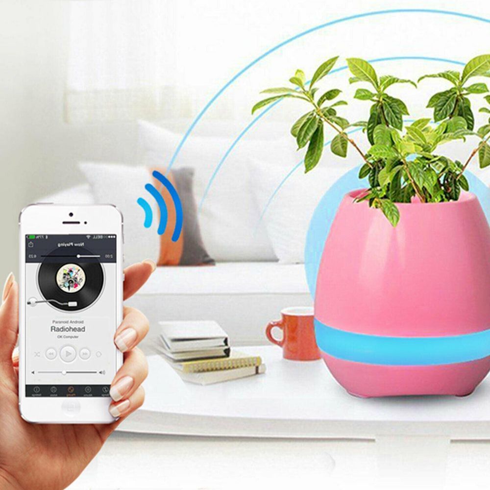 Debonair Music Flower Pot Bluetooth Speaker - for Bedroom, Office & Living Room - [Pink]