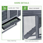 Small Chicken Coop Hen Cage Nesting Box W/ Outdoor Run 150.5X54x87 Cm Grey