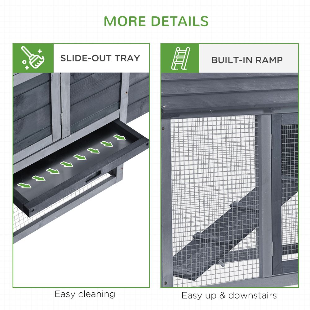 Small Chicken Coop Hen Cage Nesting Box W/ Outdoor Run 150.5X54x87 Cm Grey