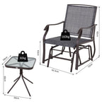 Steel Frame Set-of-2 Glider Rocking Chair Set & Table - Stylish Grey Design