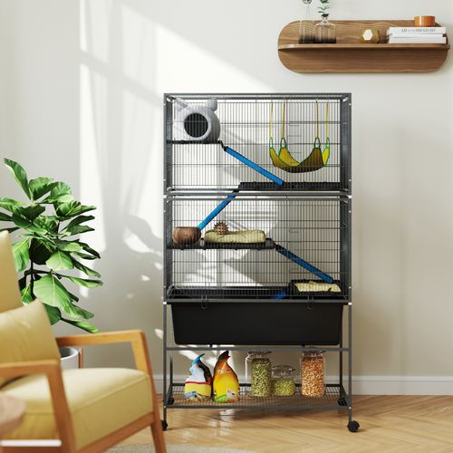 5 Levels Rolling Small Animal Cage with Non Slip Cloth Covered Ramps