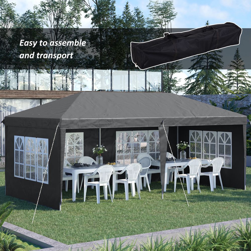 3 x 6m Heavy Duty Gazebo Marquee Party Tent with Storage Bag Grey