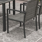 4 Seater Rattan Garden Furniture Set with Glass Tabletop - Grey