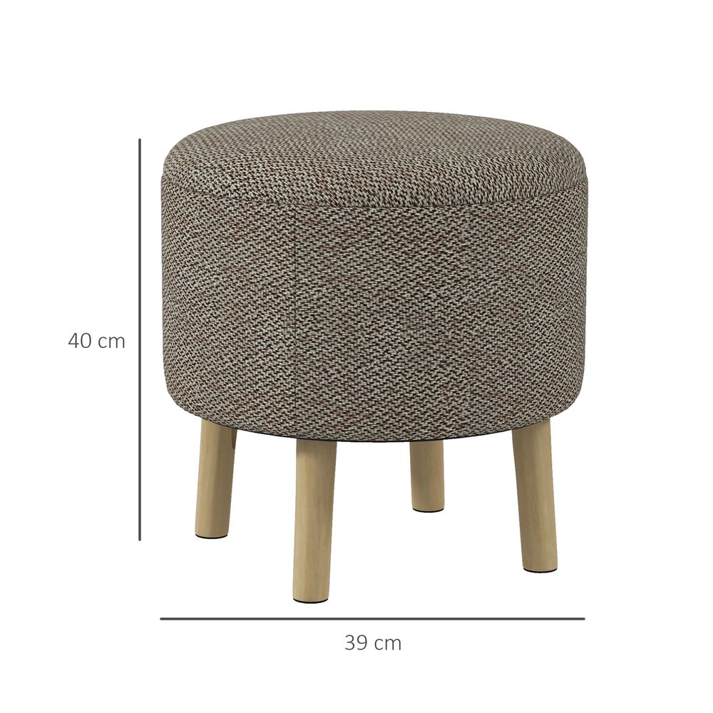 Storage Ottoman, Round Stool Chair with Cushioned Top, Hidden Space