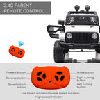 Kids Electric Ride On Car 12V Off Road Toy with Parental Remote Control 2 Motors Horn Lights Suspension Wheels for 3-6 Years Old White