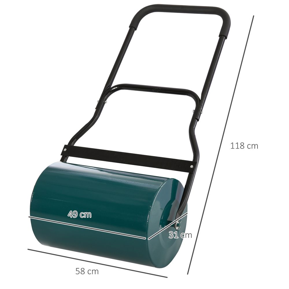 Steel Lawn Grass Roller - 50L Capacity - Green