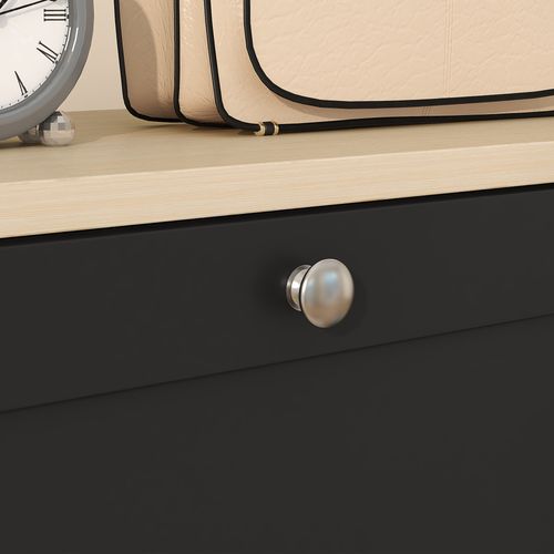 Narrow Shoe Cabinet with 3 Flip Drawers for 18 Pairs of Shoes Black
