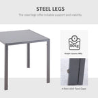 Modern Square Dining Table, Seats 4, with Glass Top & Metal Legs for Dining Room, Living Room, Greyare Design with Tempered Glass & Metal Legs