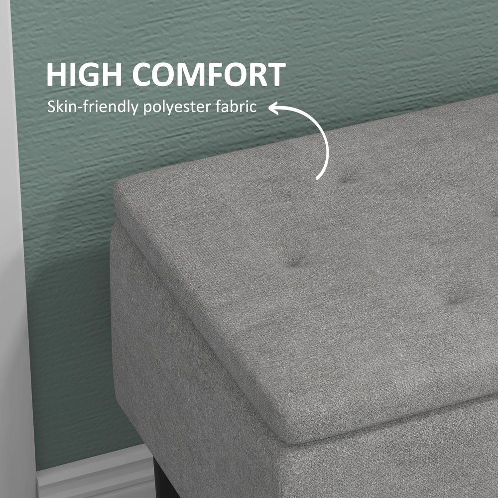 15" Ottoman Storage Box - Wood Legs - 47L Capacity - Grey