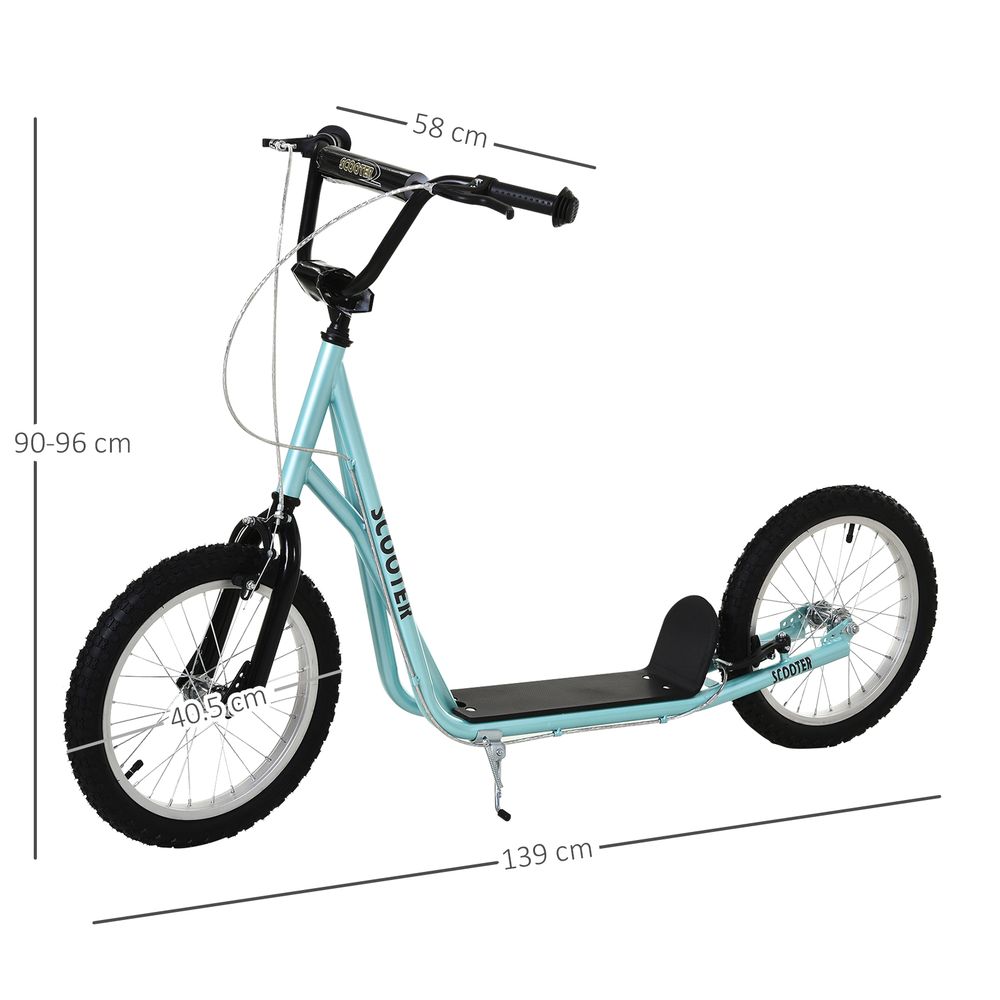 Kick Scooters for Kids with Adjustable Height, Anti-Slip Deck, Dual Brakes, Rubber Tyres, for Boys and Girls Aged 5+ Years Old - Blue