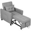 Pull Out Chair Bed, Sleeper Chair with Pillow, Side Pockets, Light Grey - Comfortable, Convenient, Space-Saving