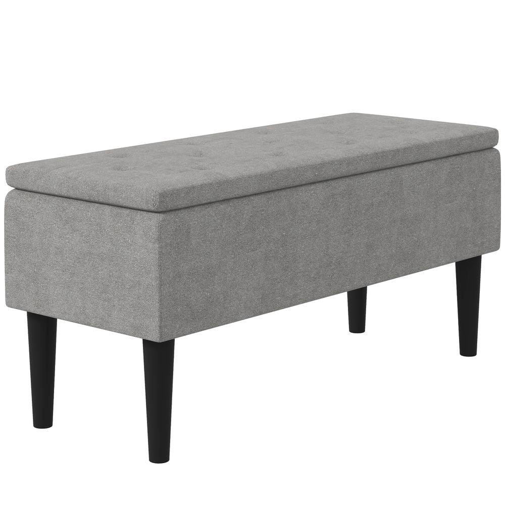 15" Ottoman Storage Box - Wood Legs - 47L Capacity - Grey