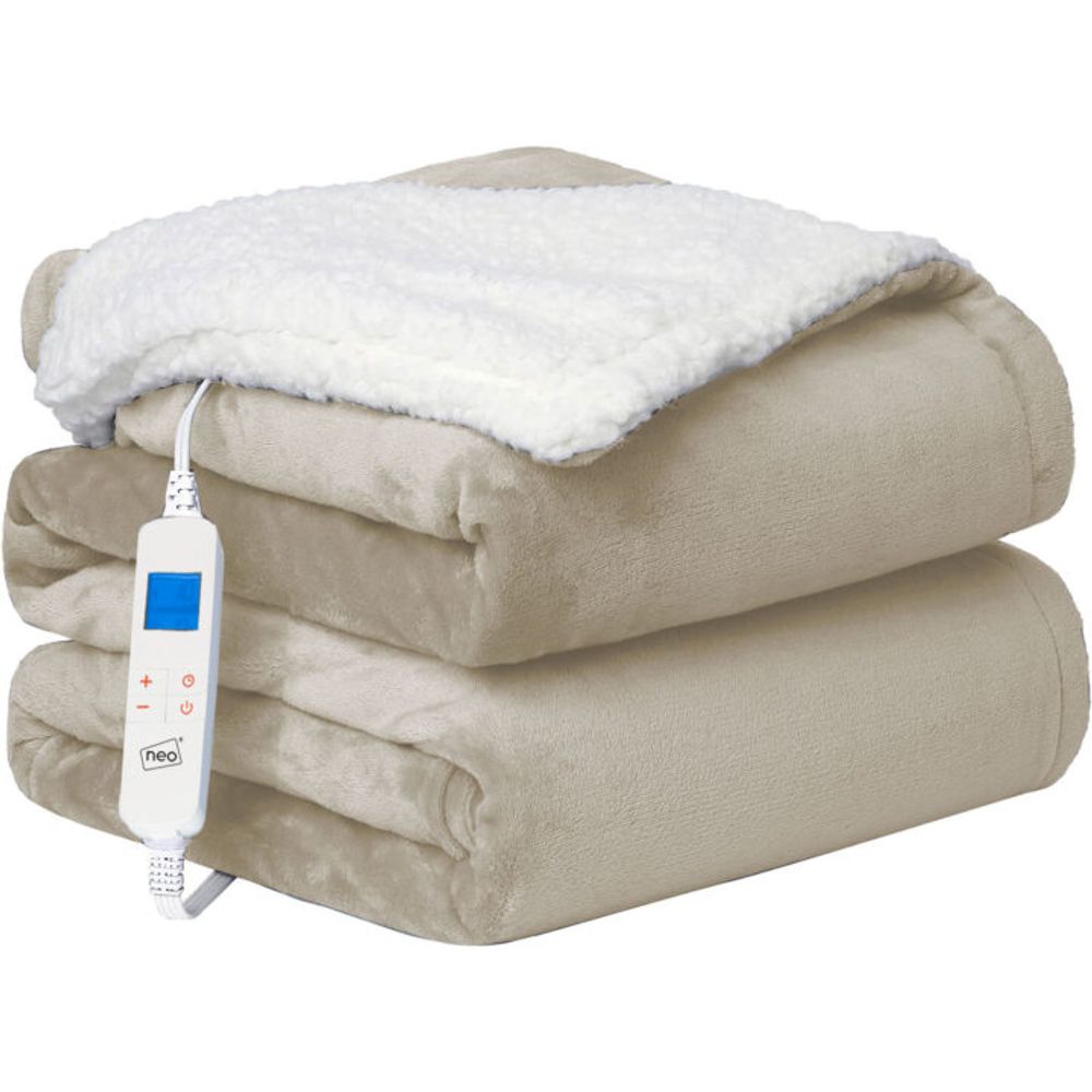 Cozy Bliss: Reversible Beige Heated Throw - Neo Beige