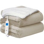 Cozy Bliss: Reversible Beige Heated Throw - Neo Beige