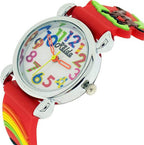 Children's Analog 3D Zoo Animals Red Silicone Girl's Watch