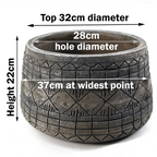 22cm x 37cm Large Grey Gliese Embossed Planter in Grey
