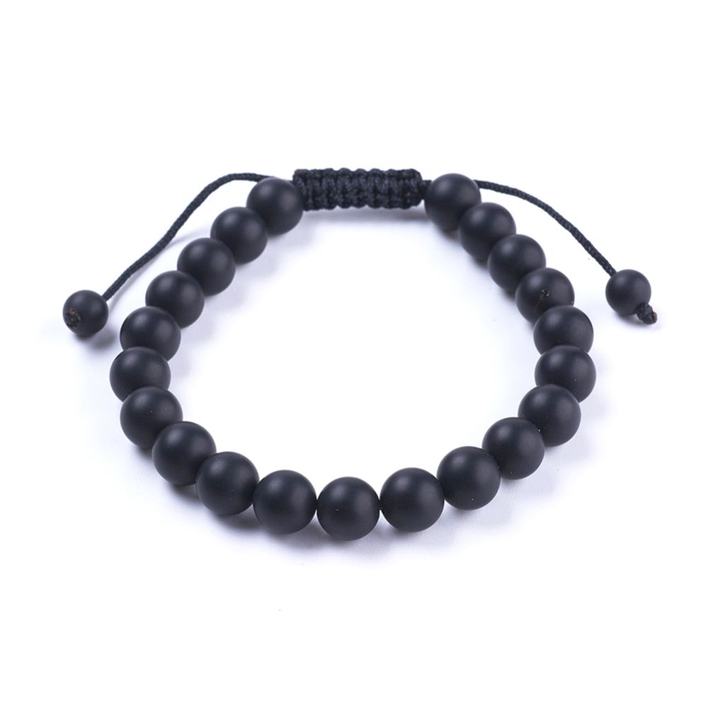 Natural Men's Black Agate Bracelet