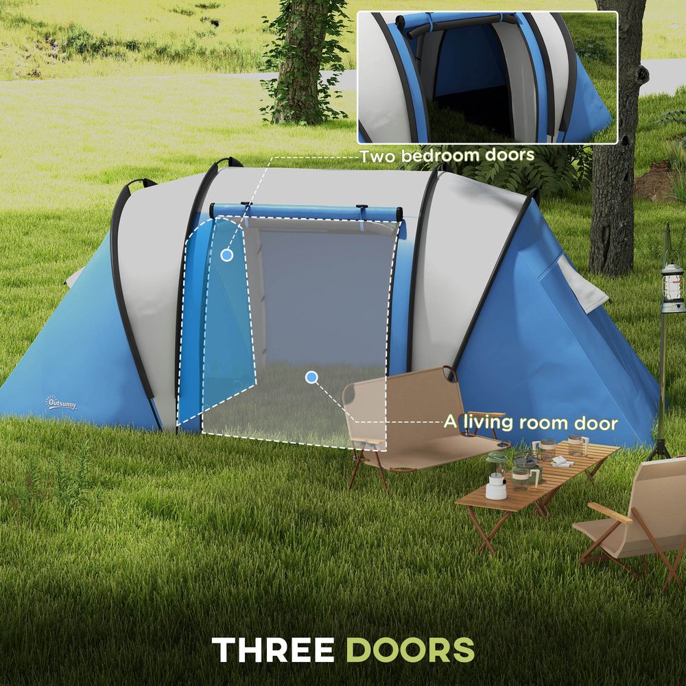2 Bedroom Camping Tent with Living Area, 3000mm Waterproof