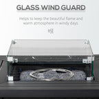 Fire Pit Table: Wind Screen, Glass Beads, Stylish Ambience. for Outdoor Gatherings