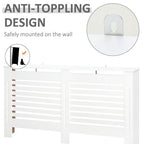 Modern Radiator Cover Cabinet Slatted Design MDF White Medium