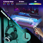 L Shaped Desk with LED Lights Reversible Corner Gaming Desk with Storage