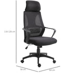 Mesh Back Office Chair - Adjustable Height & Padded Headrest - Comfortable - All Black