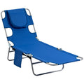 Portable Beach Chaise Lounge - Reclining, Adjustable, Blue - !