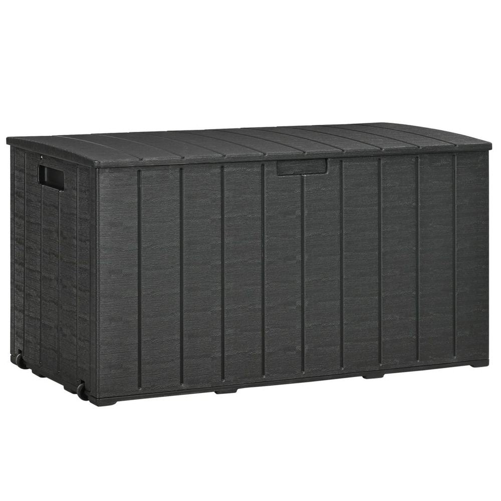 336L Rolling Garden Storage Box, Black - Durable Plastic Container