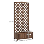 Garden Wooden Planter Box with Trellis Flower Raised Bed Dark Brown