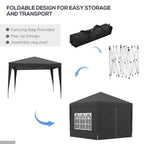 3x3m Pop Up Gazebo Party Tent Canopy - Black