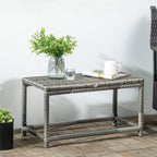 Grey Outdoor Coffee Table - Durable Rattan Top, Sturdy Steel Frame, Spacious Design, Easy Assembly