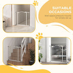 Adjustable Pet Gate - 74-87cm, Metal, Auto-Close, White