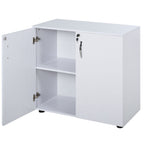 2-Tier Locking Office Storage Cabinet - Organize Files & Papers - White